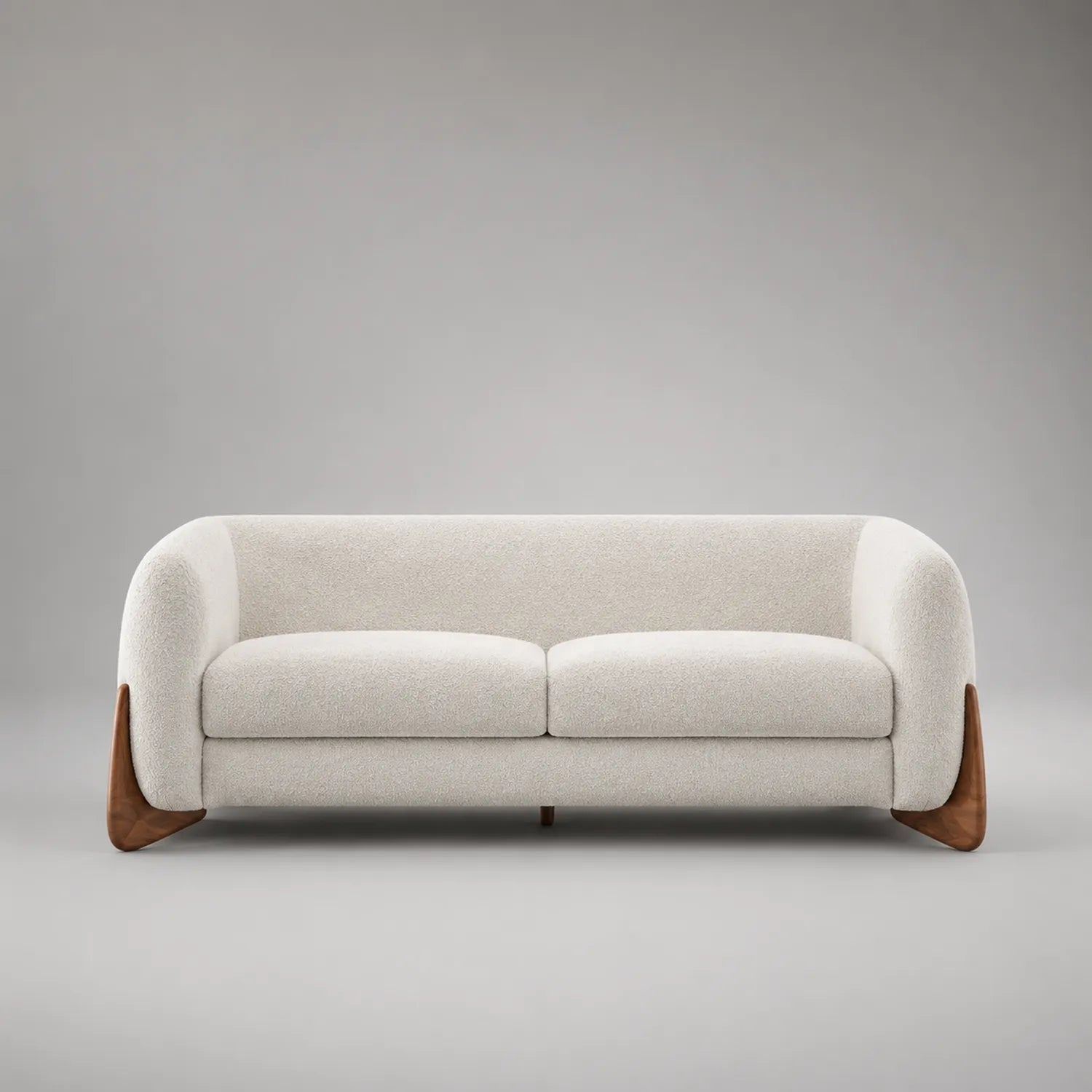 3-Sitzer-Sofa Bouclé Weiß Eiche 200cm
