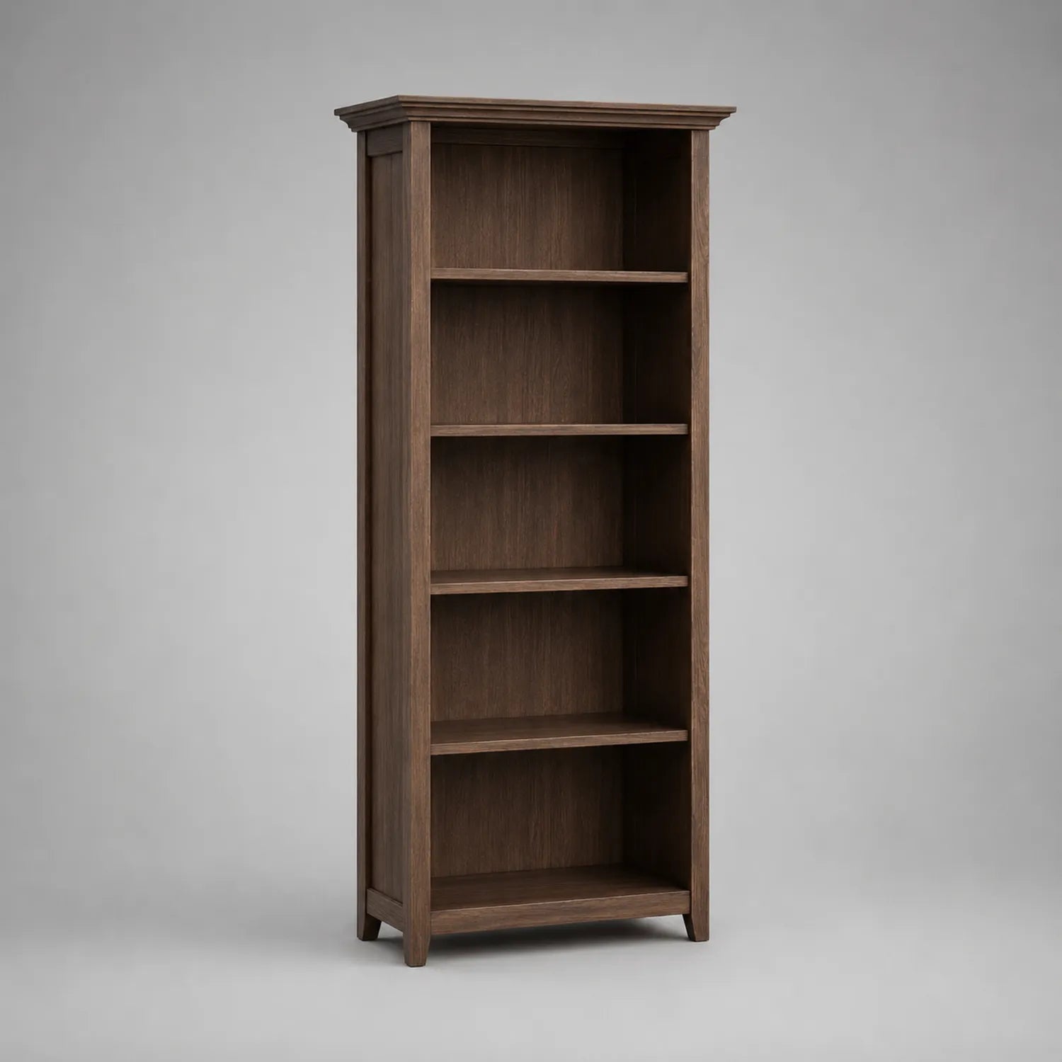 Holzbücherregal aus Eichenholz mit 5 Regalböden Dunkelbraun