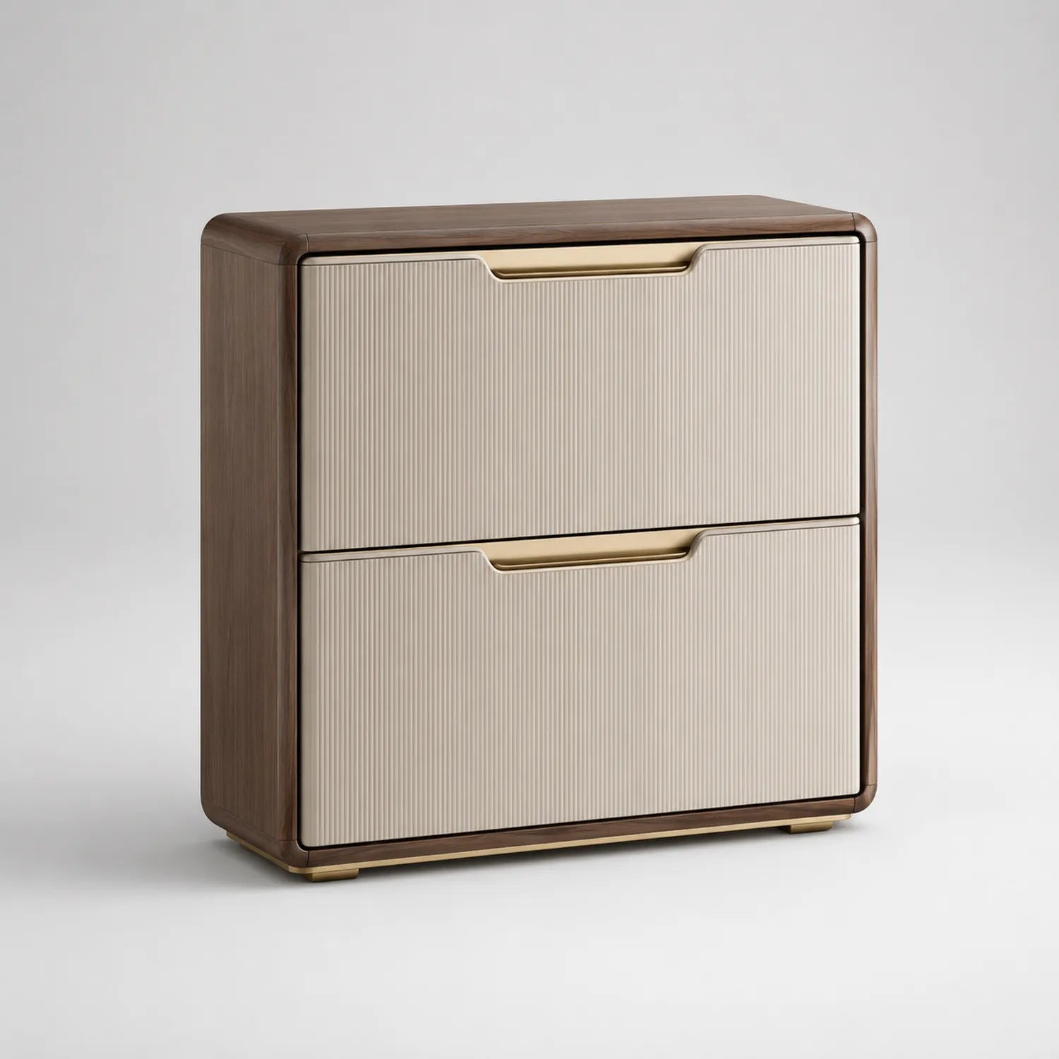 Holz Aktenschrank mit 2 Schubladen Beige/Braun