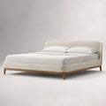 Polsterbett 200x180 cm Eichenholz Creme