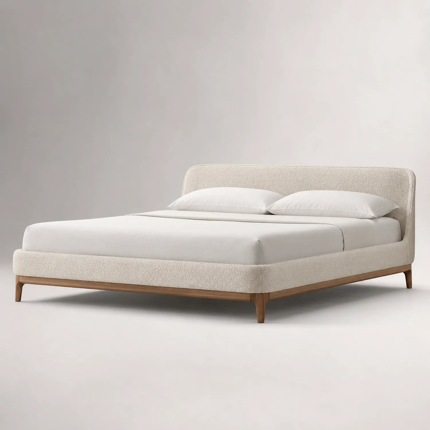 Polsterbett 200x180 cm Eichenholz Creme