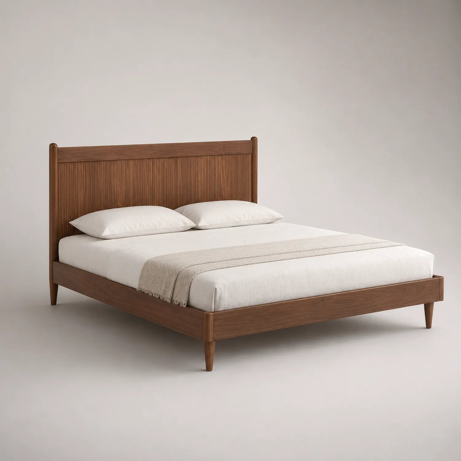 Holzbett 200x160 cm mit Kopfteil aus Eichenholz
