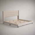 Polsterbett Beige mit Massivholzrahmen und Polyesterkopfteil 200x180 cm