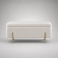 Polsterbank mit Stauraum Bouclé Beige Metallbeine 120cm