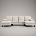 Ecksofa mit Chaiselongue Holzrahmen und Polyestergewebe Beige