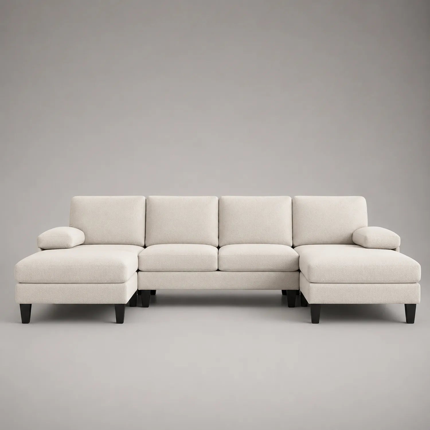 Ecksofa mit Chaiselongue Holzrahmen und Polyestergewebe Beige
