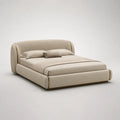 Doppelbett aus Bouclé-Stoff Beige 220x180x100 cm