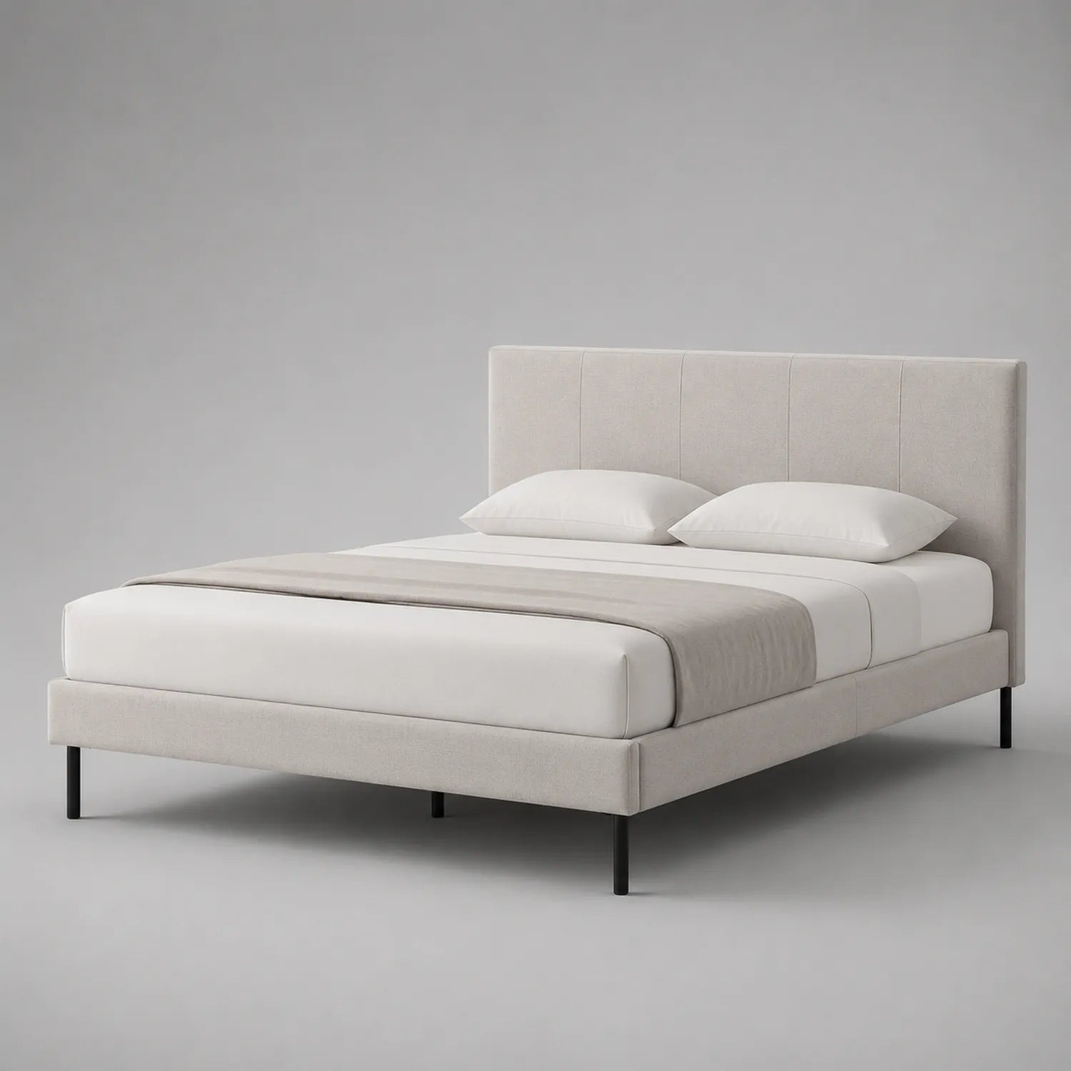 Polsterbett 160x200 cm Stoff Metall Beige