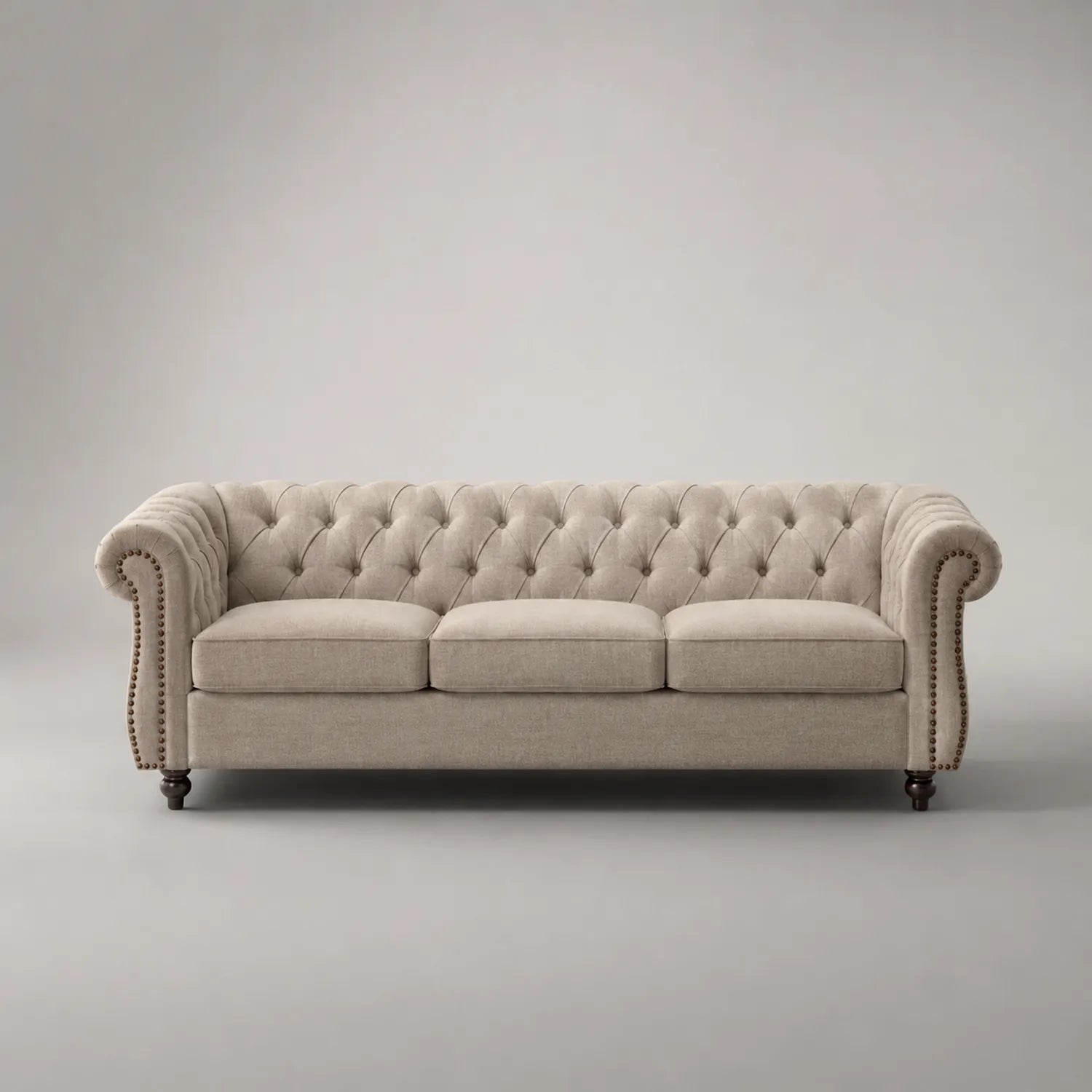 3-Sitzer Sofa Polyester Leinenoptik Chesterfield-Stil