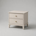 Holz Nachttisch mit 2 Schubladen Beige 60x40x60cm