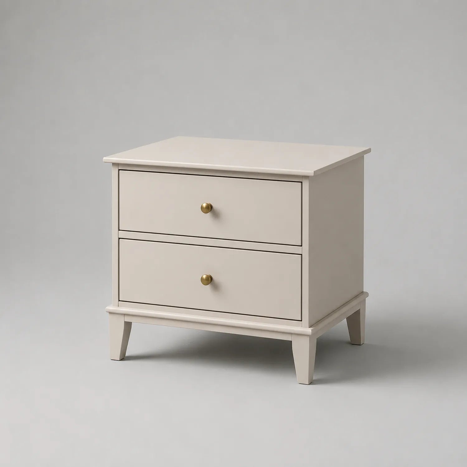 Holz Nachttisch mit 2 Schubladen Beige 60x40x60cm