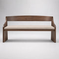 Holzbank mit Polstersitzfläche Creme 150cm