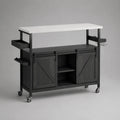 Servierwagen aus Holz und Metall Schwarz/Weiß 120x45x90 cm
