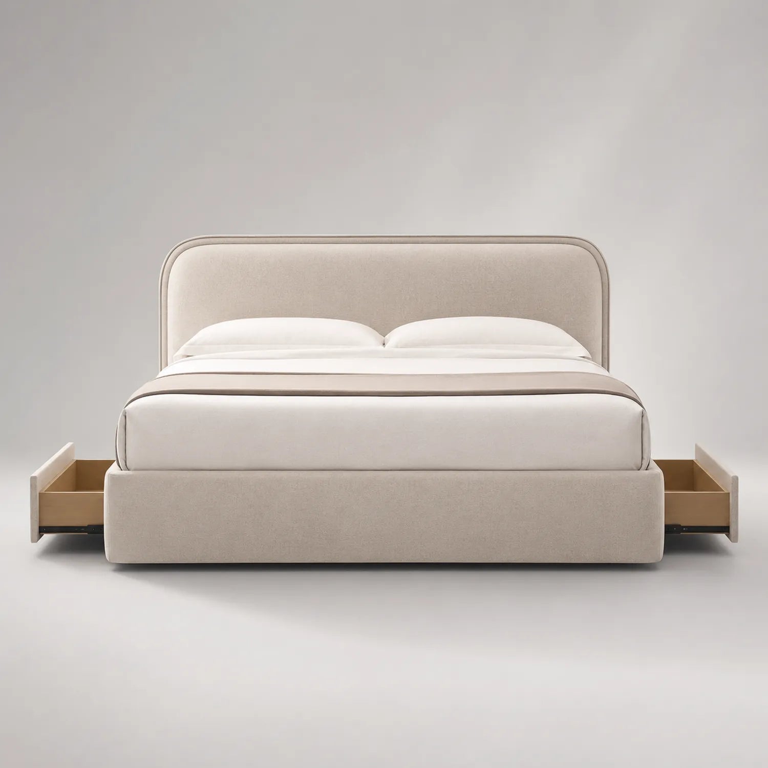 Polsterbett mit Stauraum und Kopfteil 200x160 cm Beige
