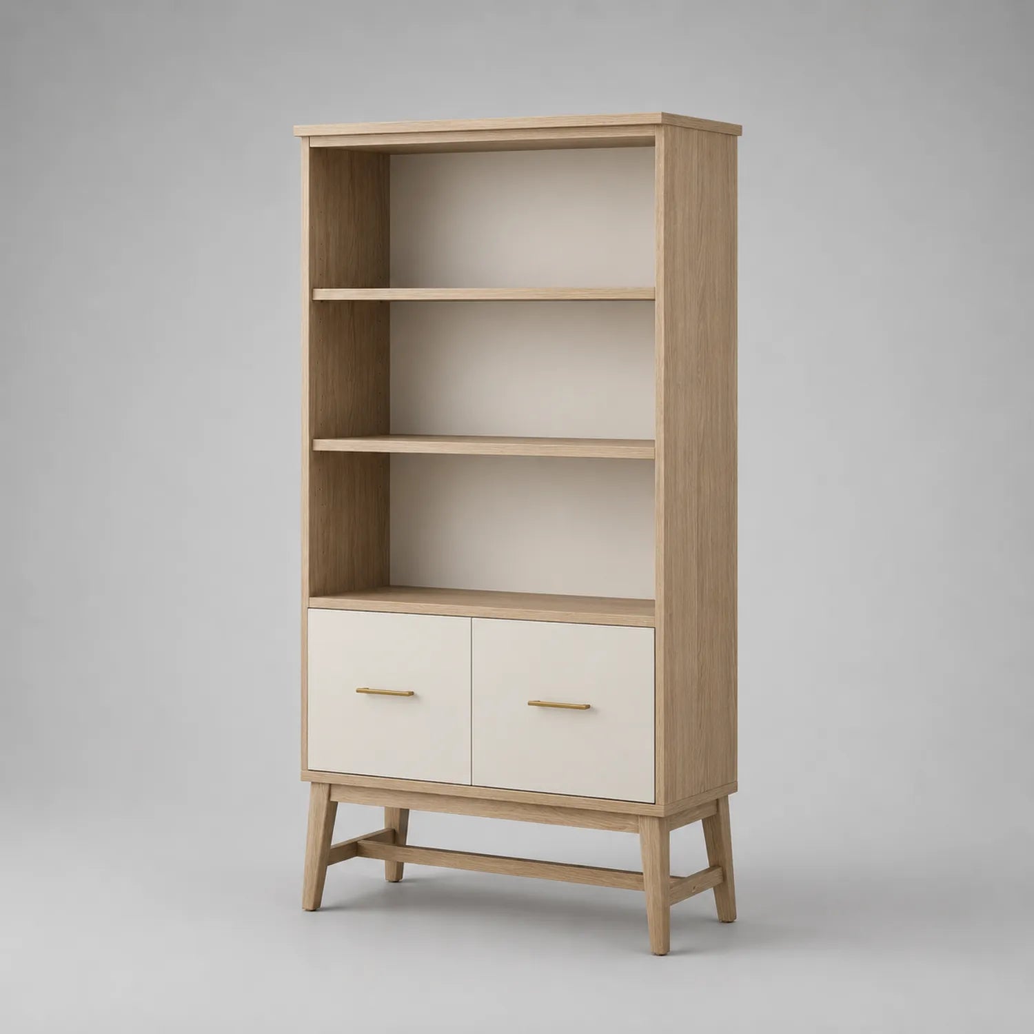 Eichenholz Bücherregal mit 2 Türen 160 cm Höhe