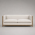 3-Sitzer Sofa aus Leinen in Weiß mit Eichenrahmen