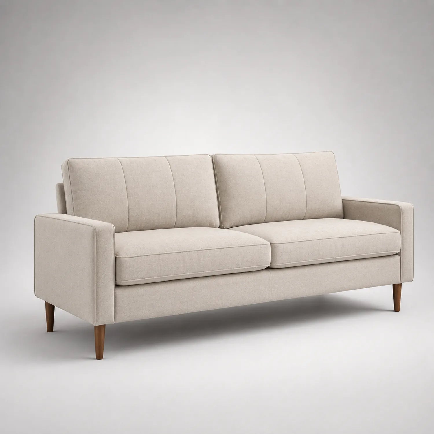 3-Sitzer Sofa Stoff Beige mit Holzbeinen