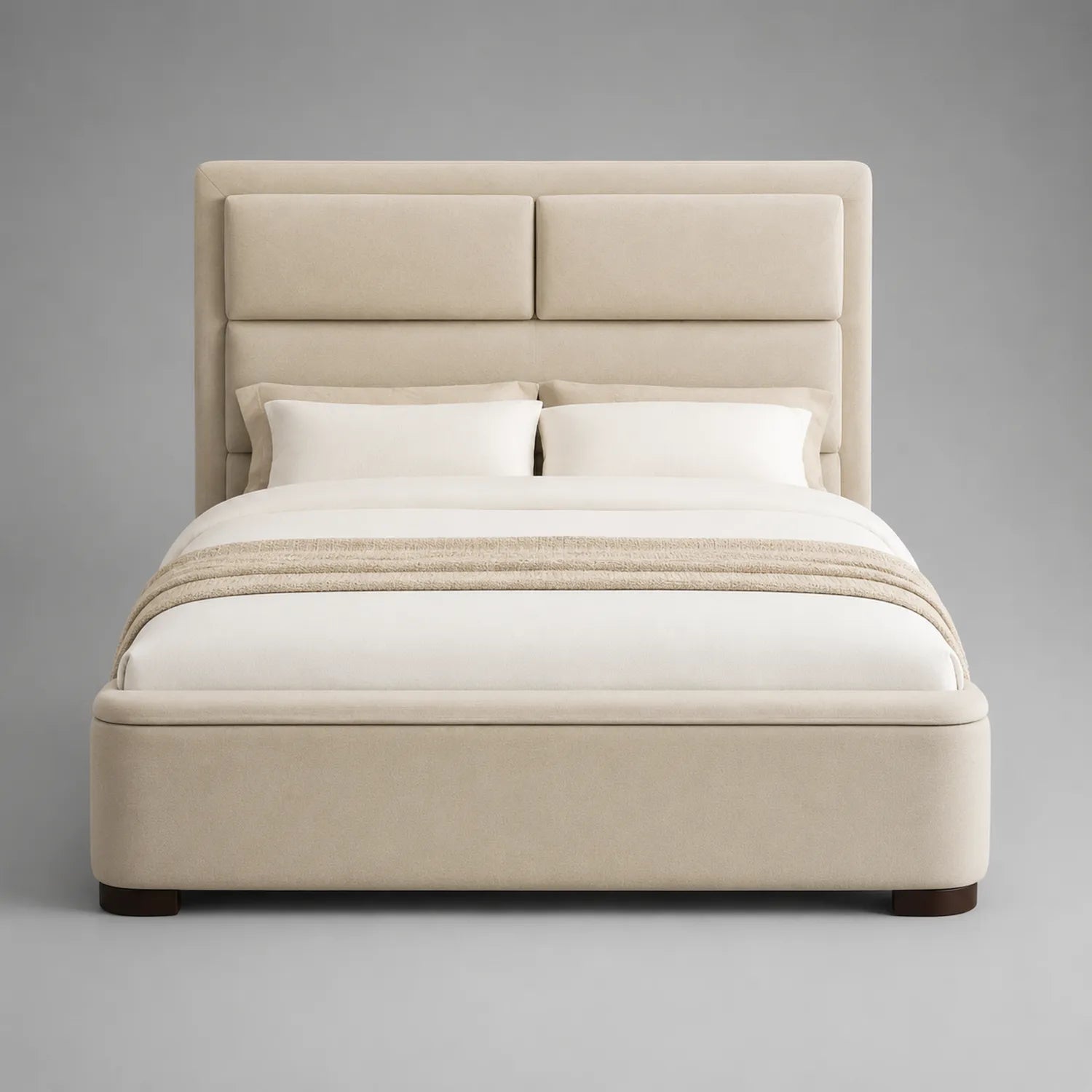 Polsterbett Doppelbett Holzrahmen Beige 200x180 cm