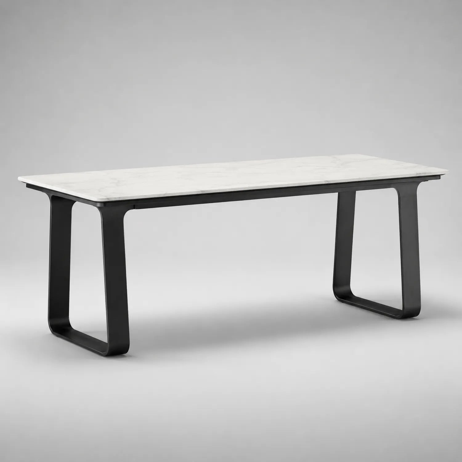 Marmor-Esstisch mit Stahlbeinen 200x90x75 cm weiß schwarz