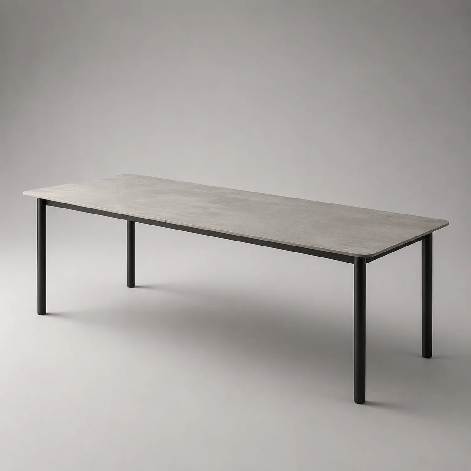 Rechteckiger Esstisch aus Keramik und Metall Grau 200x100x75 cm