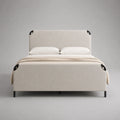 Bett aus Metall mit Polyesterbezug Beige 200x160 cm