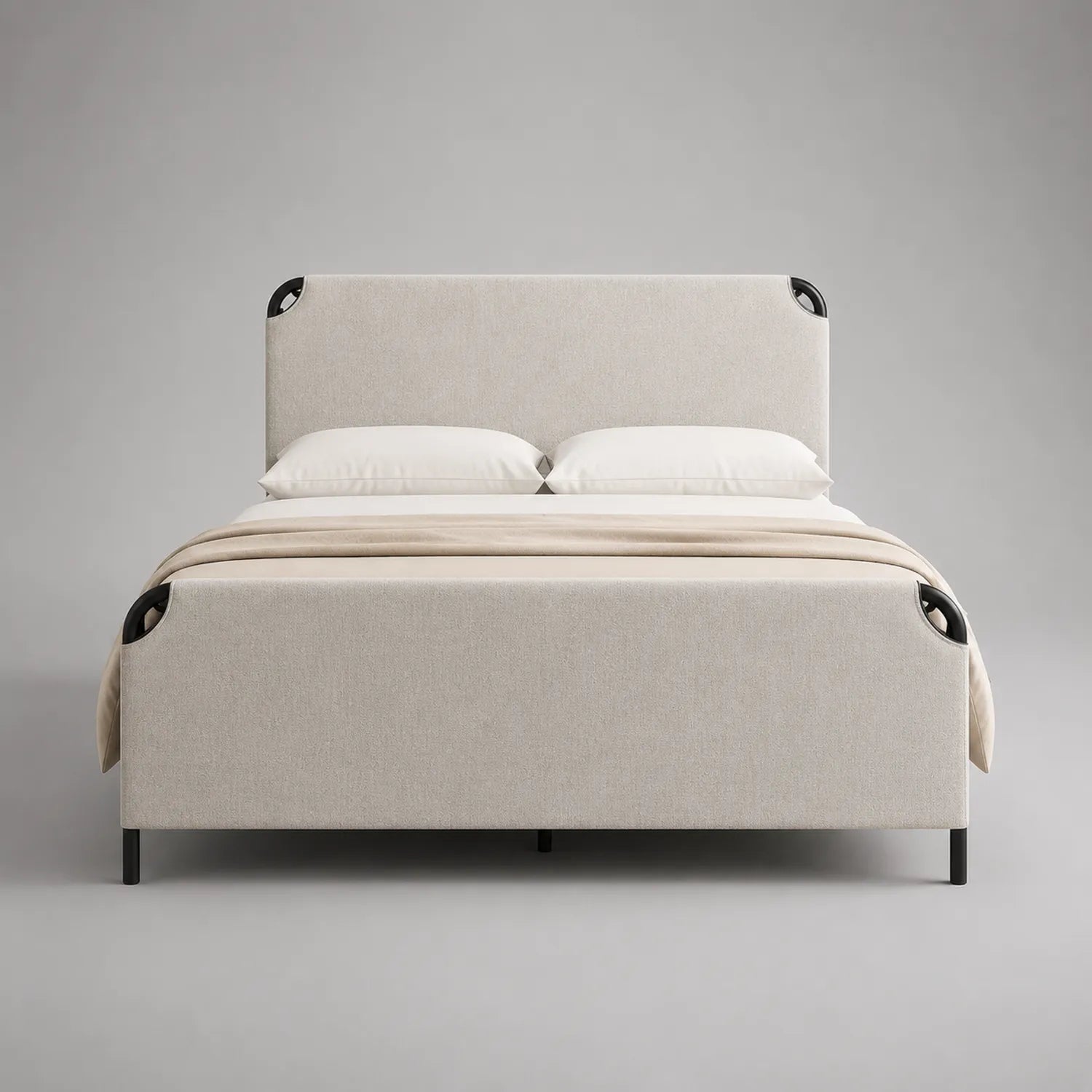 Bett aus Metall mit Polyesterbezug Beige 200x160 cm