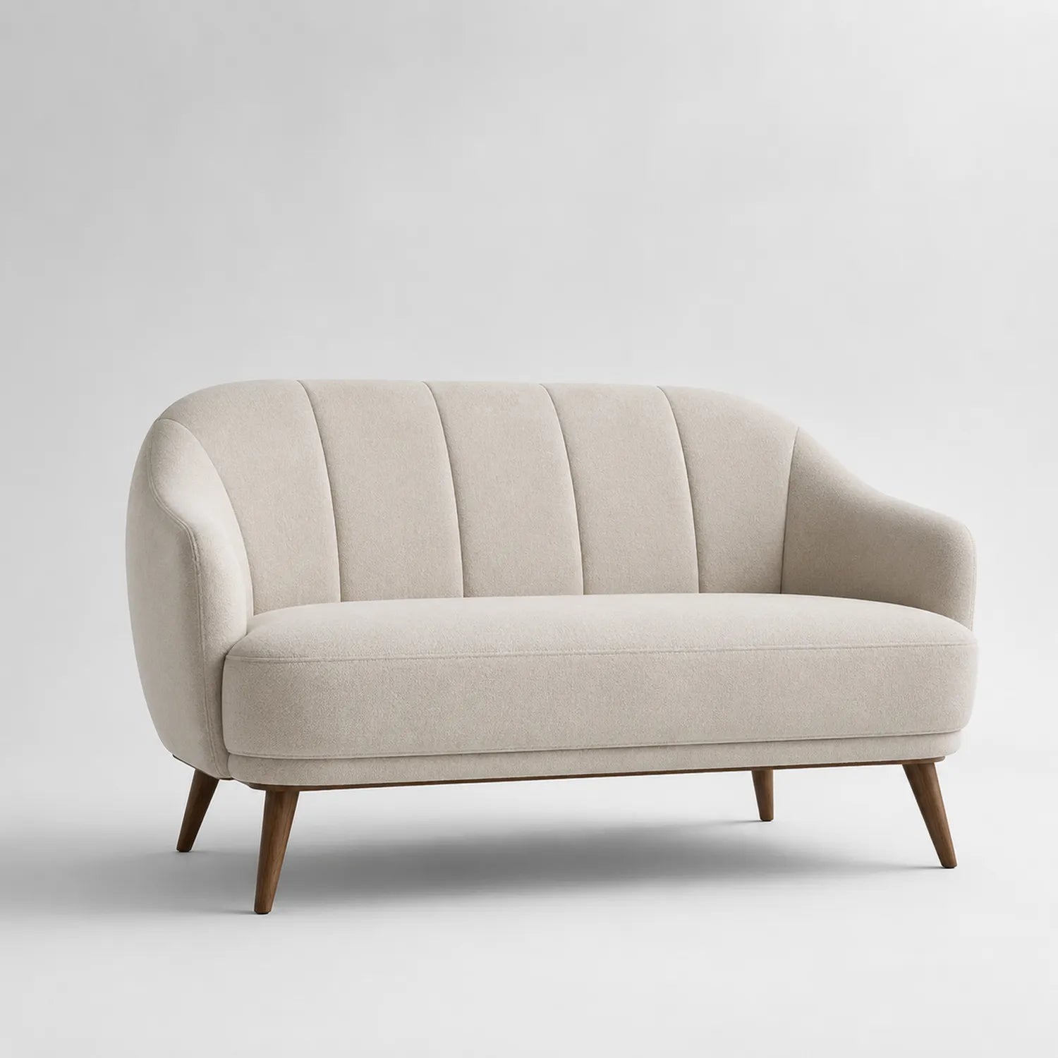 2-Sitzer Sofa mit Stoffbezug und Eichenholzbeinen Beige
