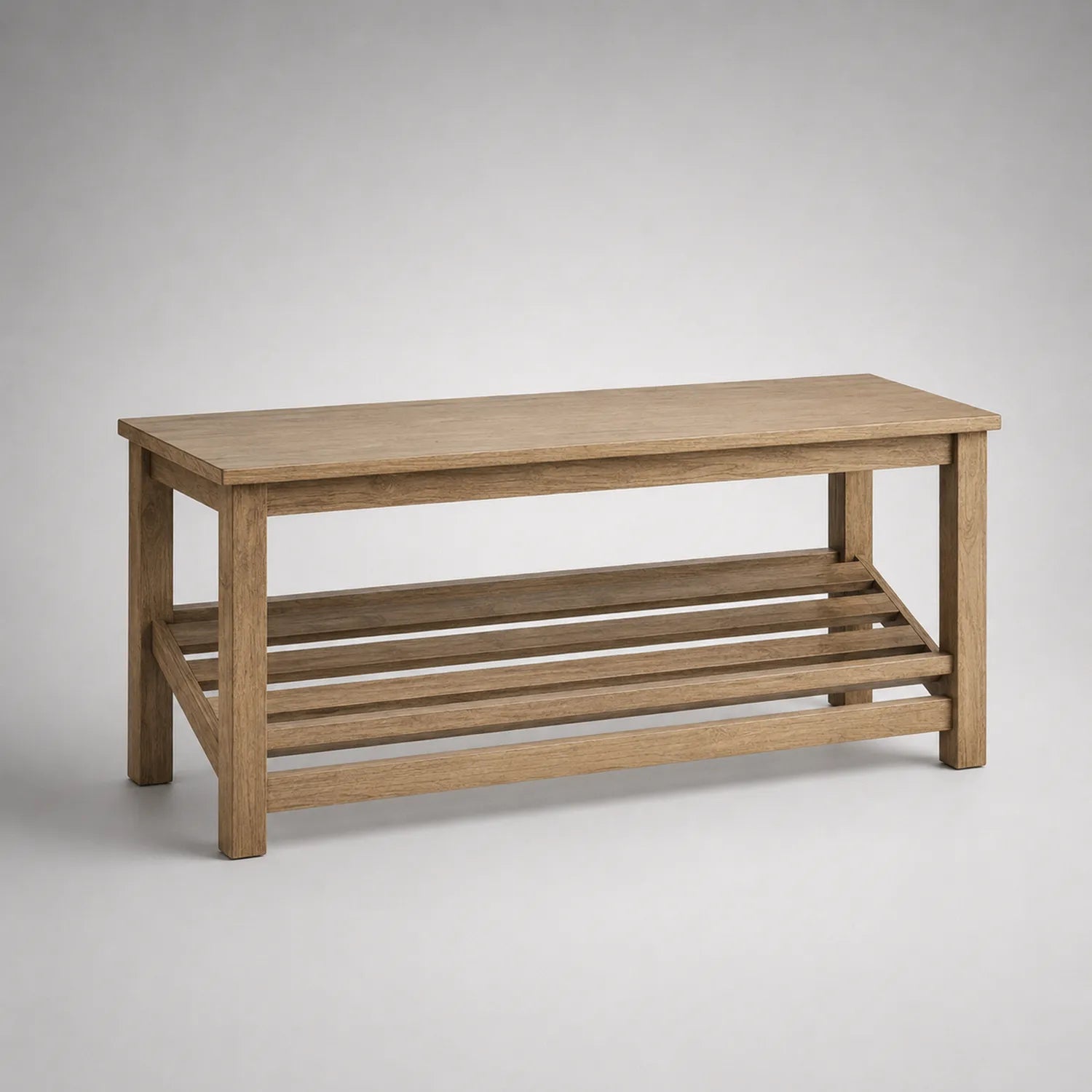 Holzbank Eiche mit Ablage 120x40x45cm