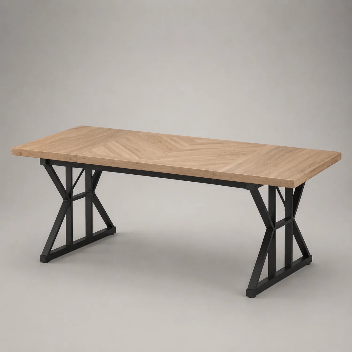 Esstisch rechteckig Eiche Massivholz Metallrahmen 200 x 100 x 75 cm