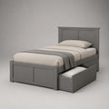 Einzelbett mit Schublade aus Holz Grau 200x90 cm
