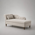 Chaiselongue mit Leinenstoff und Holzbeinen in Beige