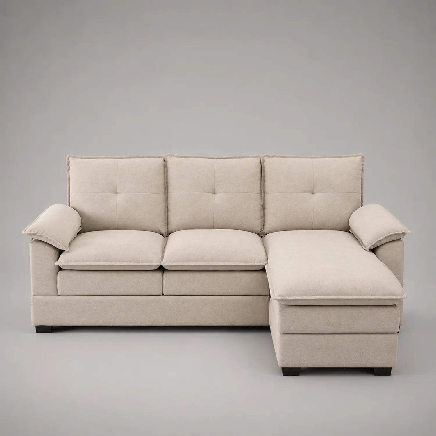 Ecksofa mit Ottoman, Stoff, Beige, 250 cm x 150 cm