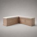 Holz Eckbank mit Stauraum und Kissen, Eiche, Beige