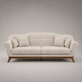 3-Sitzer Sofa Beige Samt Holz 220cm