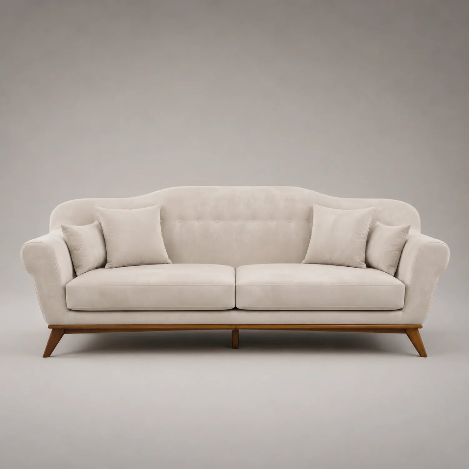 3-Sitzer Sofa Beige Samt Holz 220cm