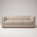 3-Sitzer Sofa Beige Leinen Stoff Holzrahmen