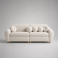 2-Sitzer Sofa Bouclé Stoff Holzfüße Creme