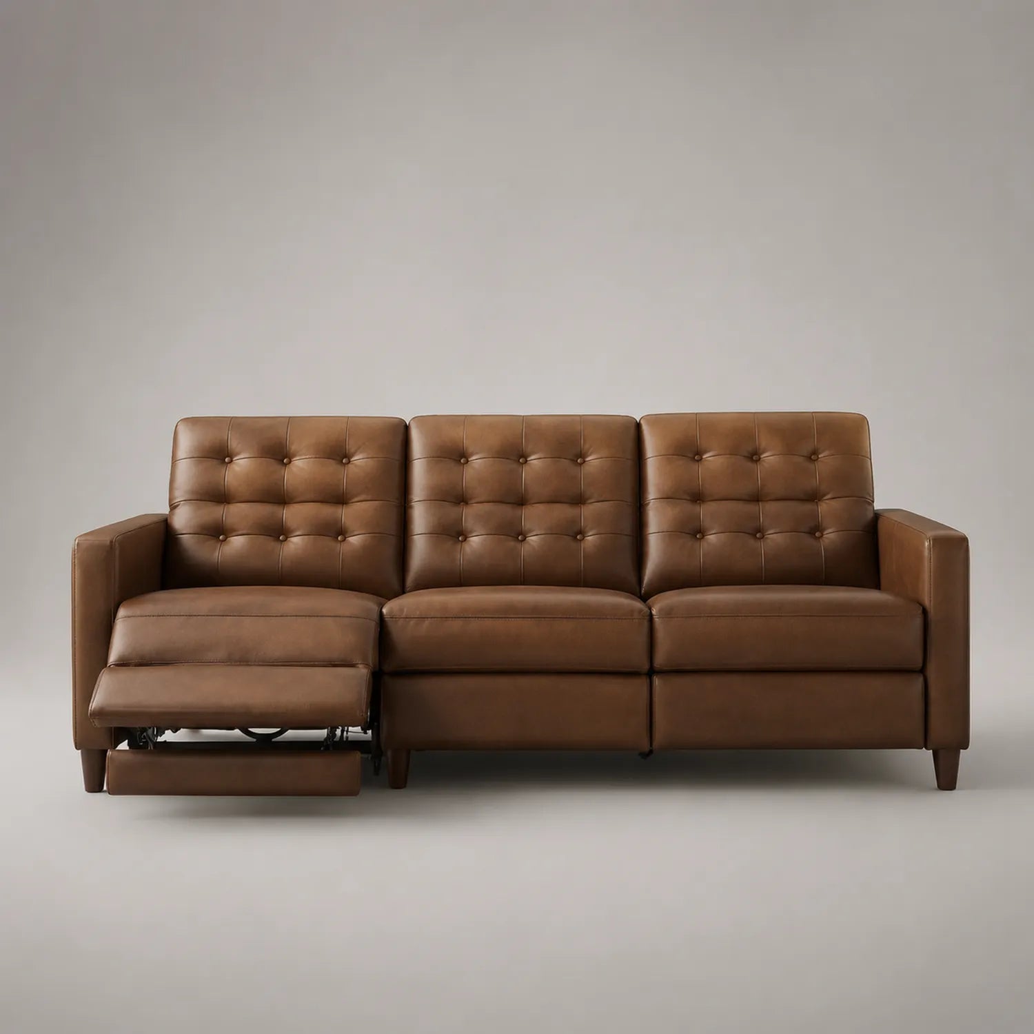 Dreisitzer Ledersofa mit Relaxfunktion in Braun