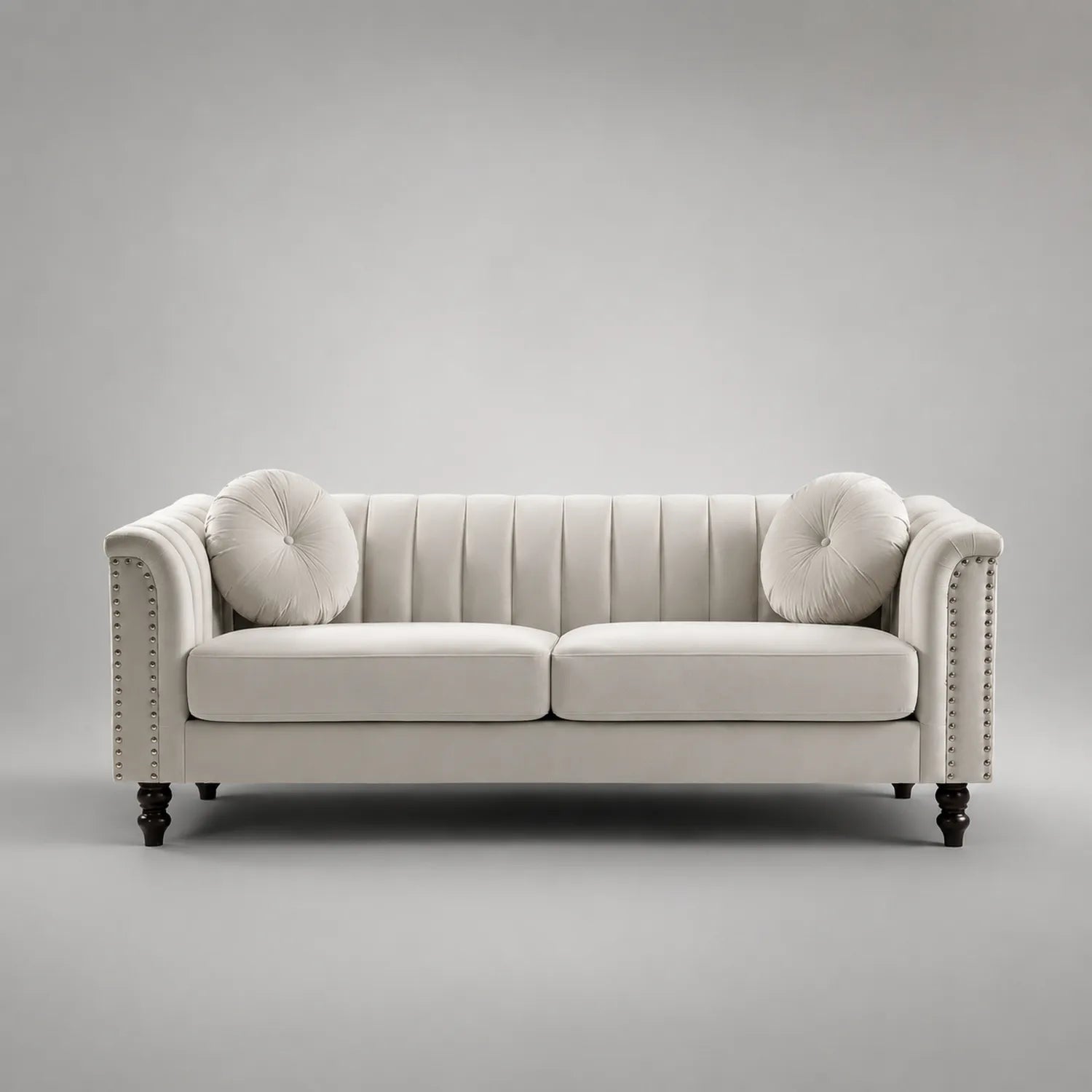 3-Sitzer Samt Sofa Beige 200cm